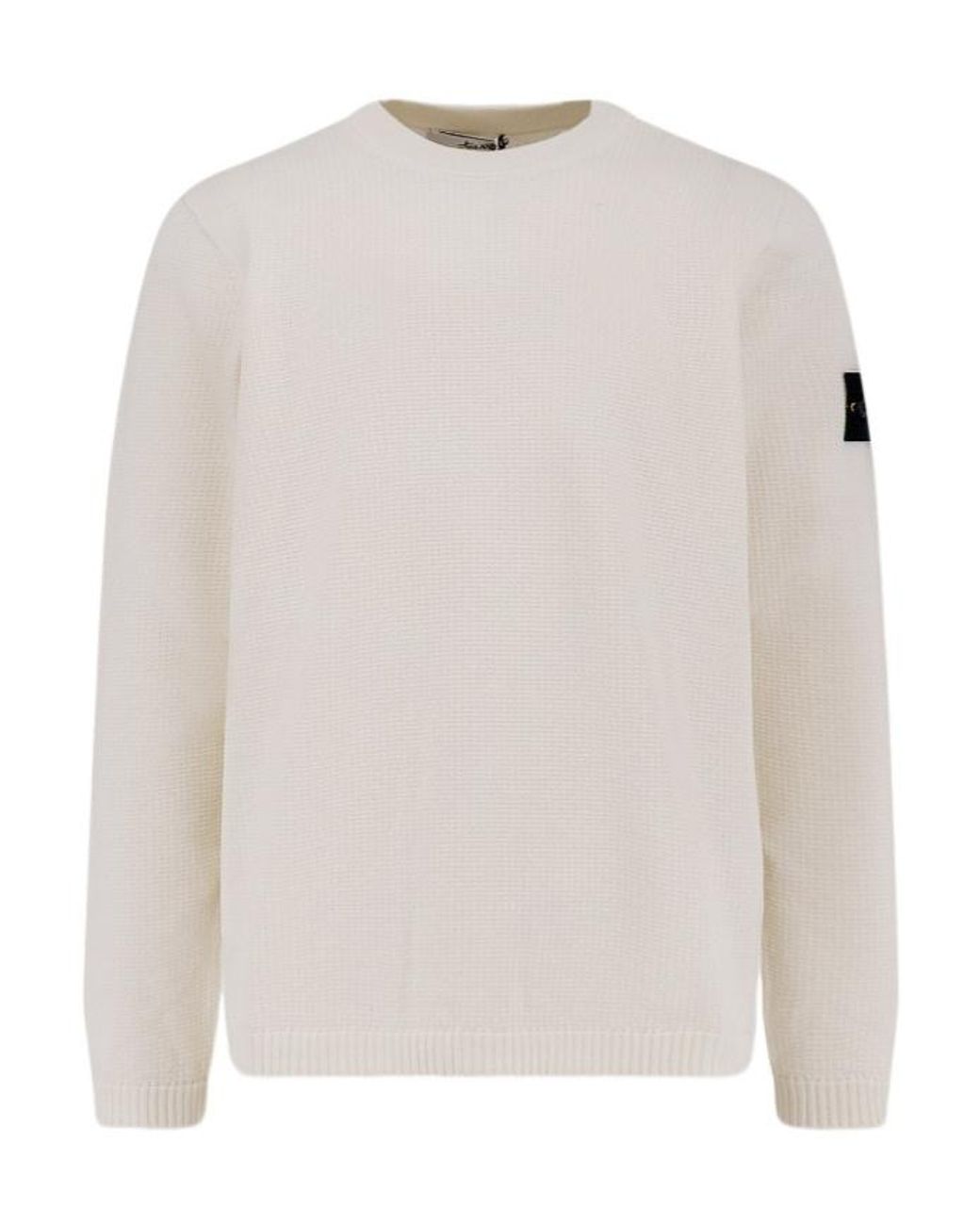 Stone Island White Logo Patch Crewneck Jumper for men