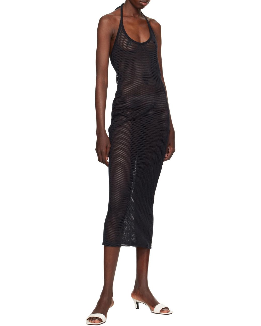 Courreges Black Cotton Long Tank Dress