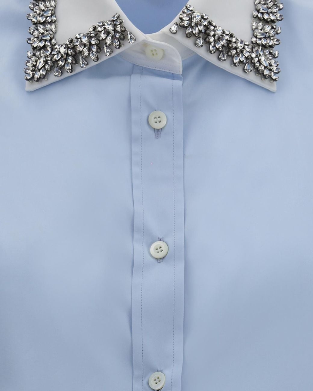 Prada White Embellished Collar Shirt