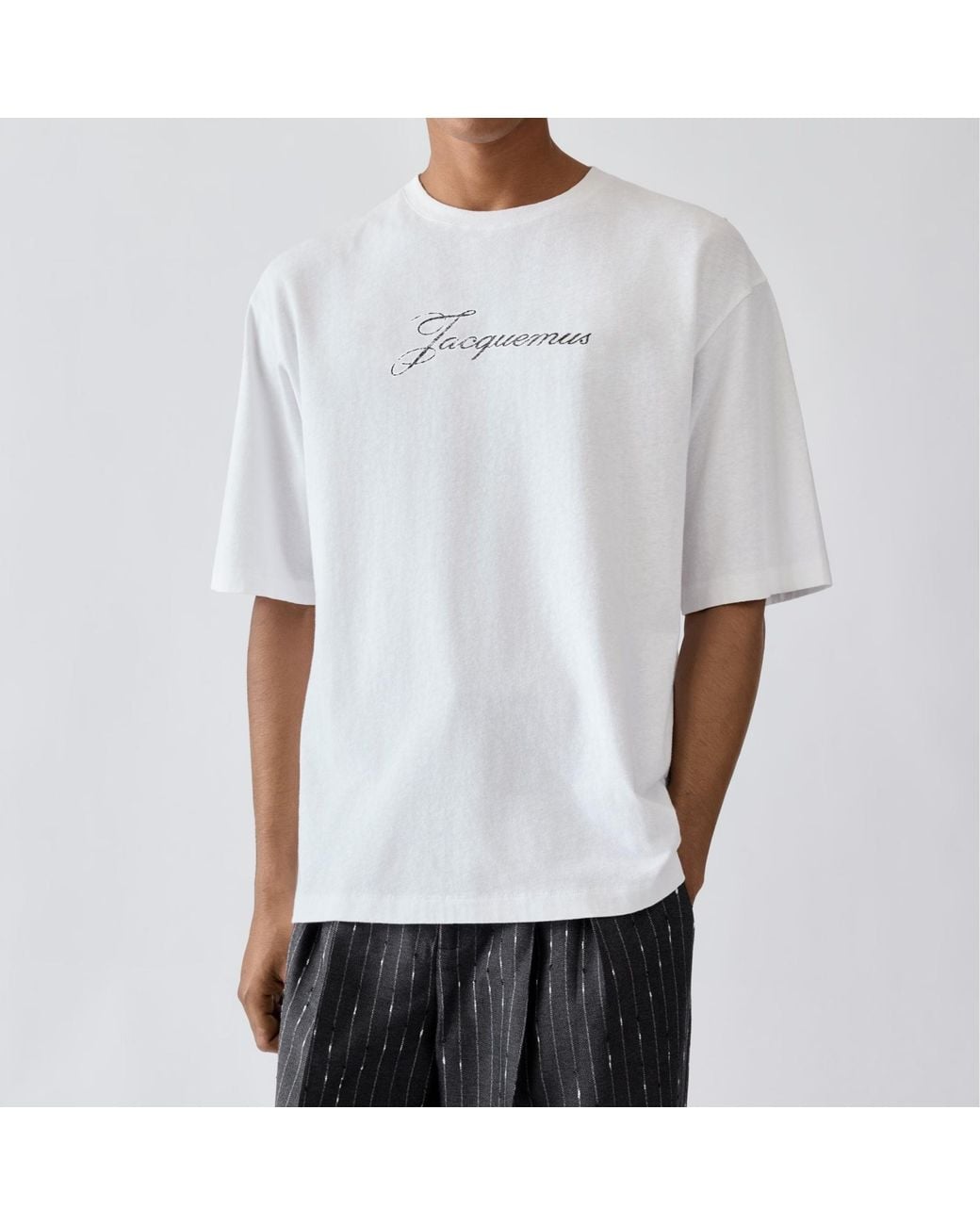 Jacquemus White Logo Crew-Neck T-Shirt for men