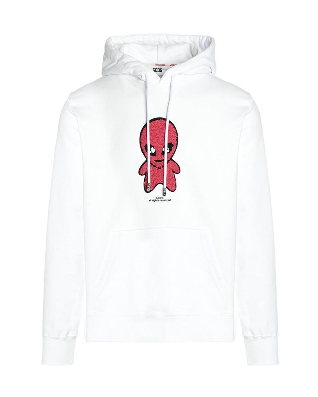 Gcds White Weirdo Drawstring Hoodie for men