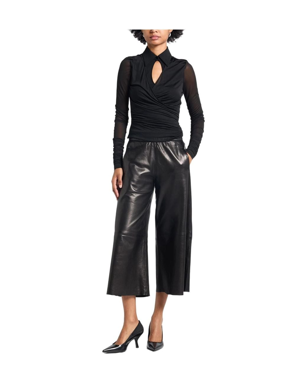Max Mara Black Solid-Color Long-Sleeved Shirt