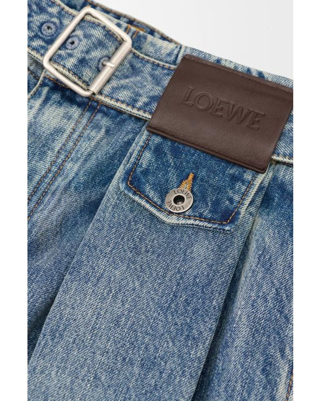 Loewe Blue Pleated Loose Leg Jeans