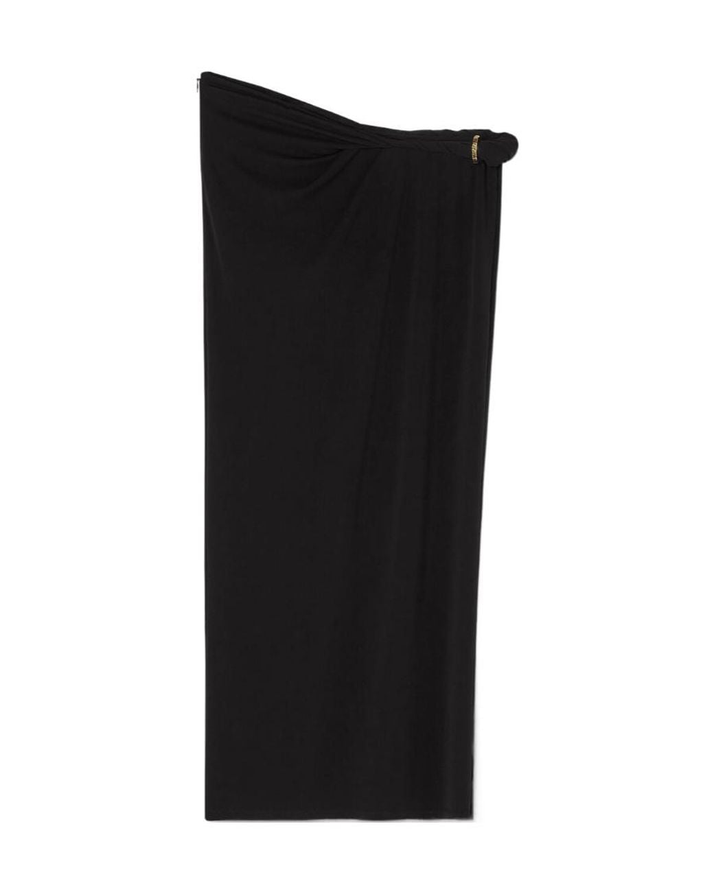 Versace Black Gathered-Detail Midi Skirt