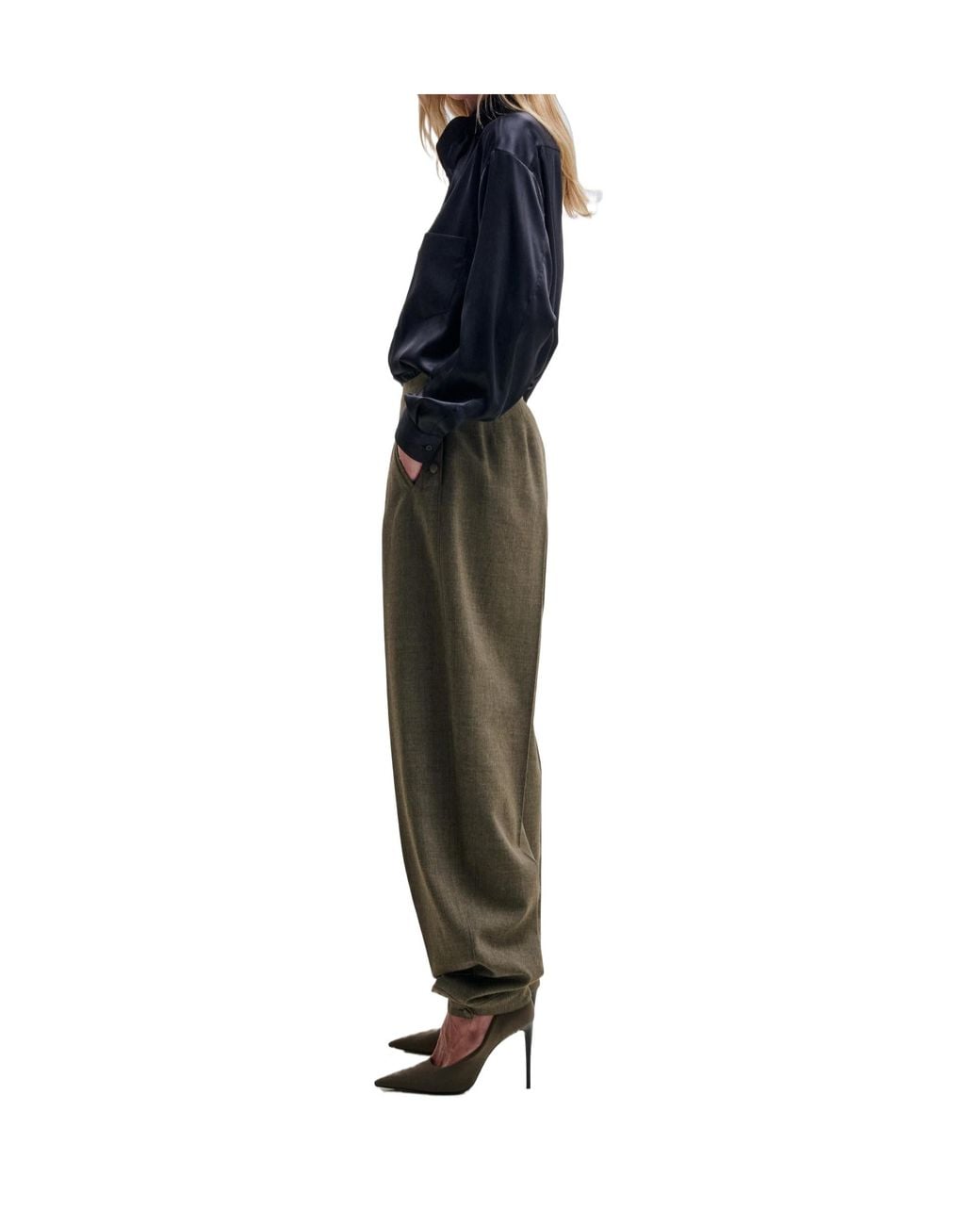 DARKPARK Blue Meg Satin Detachable Foulard Shirt