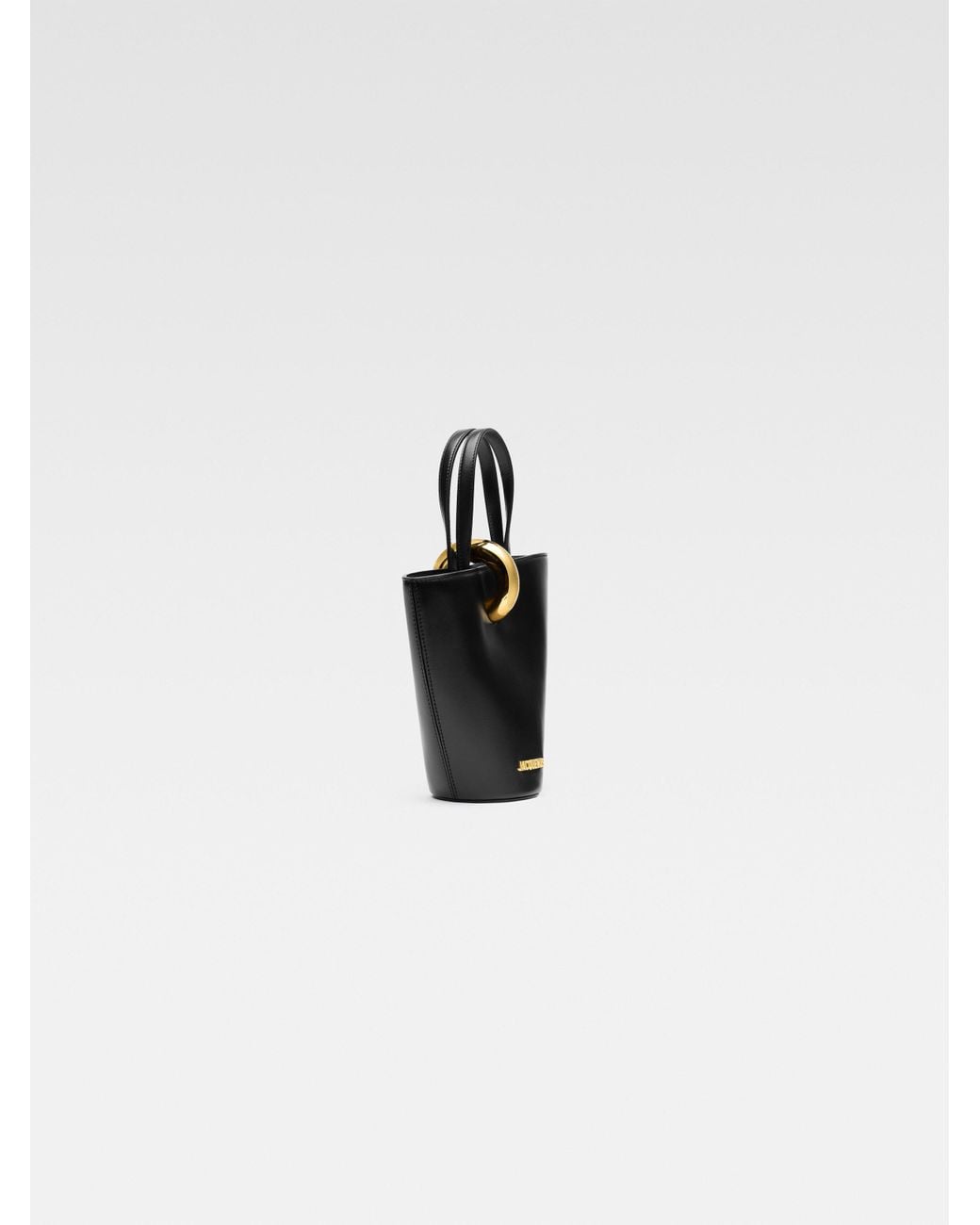 Jacquemus Black Le Petite Bambola Logo Plaque Bucket Bag