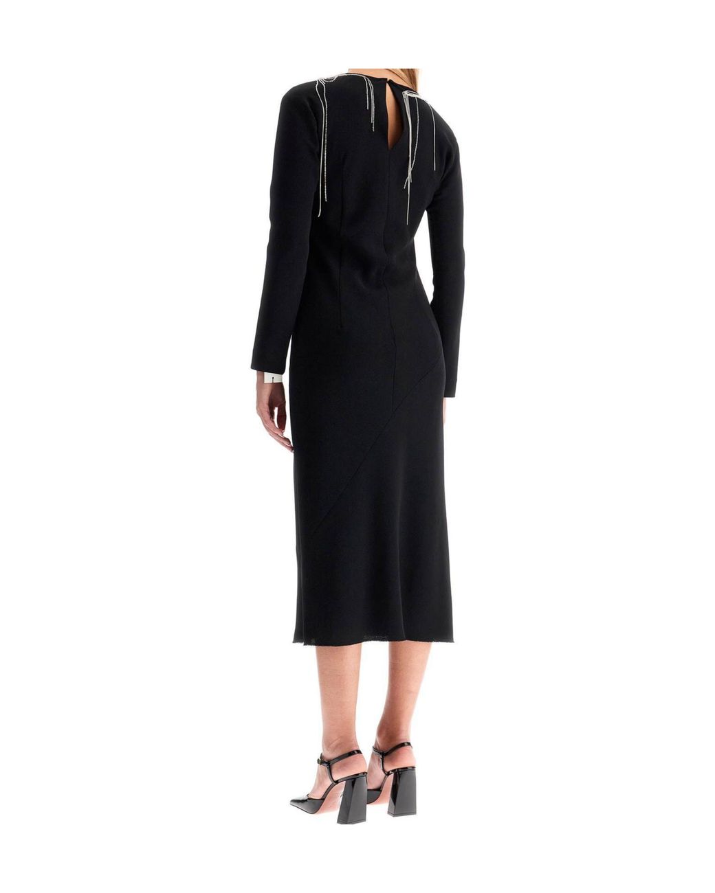 Dries Van Noten Black Long Sleeved Embellished Dress