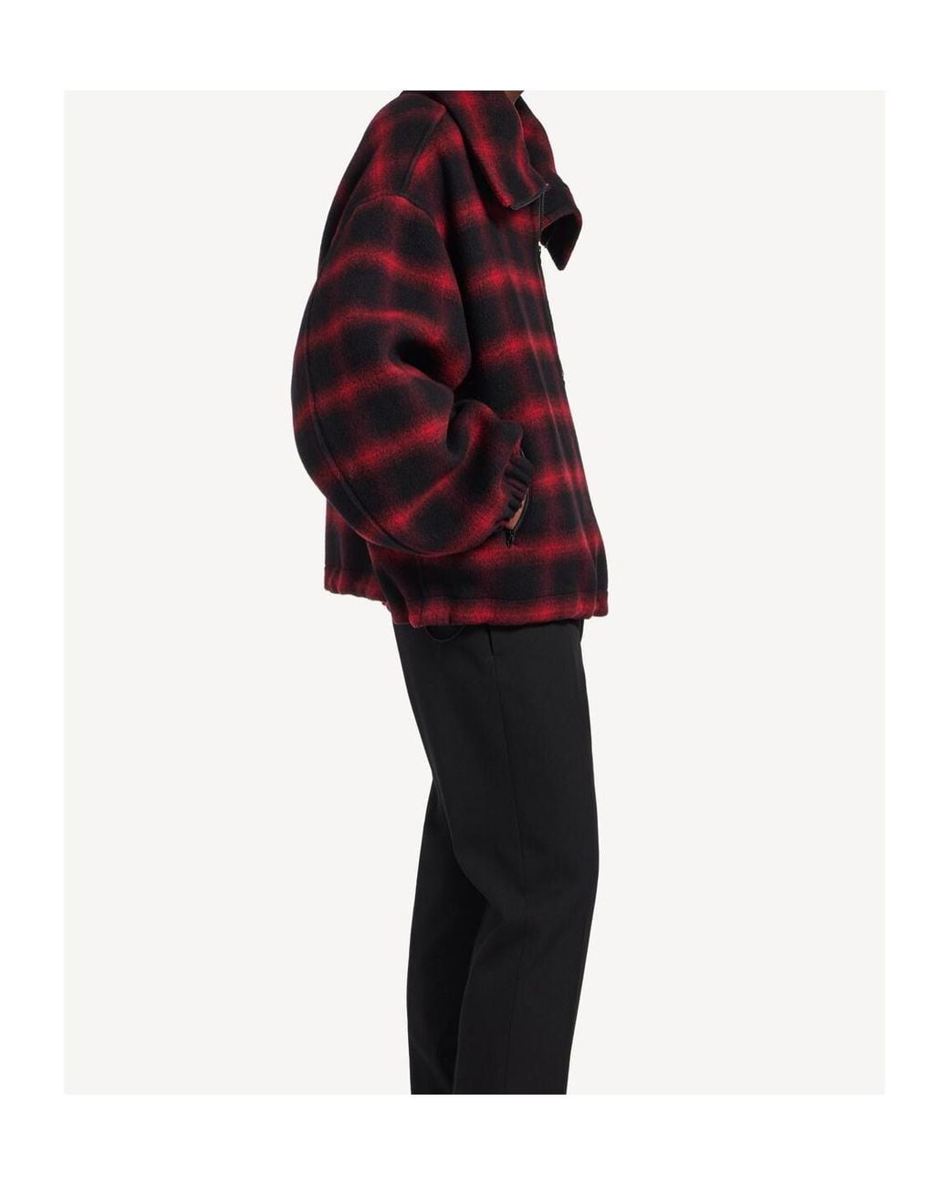 Balenciaga Red Half Zip Checked Oversized Jacket for men