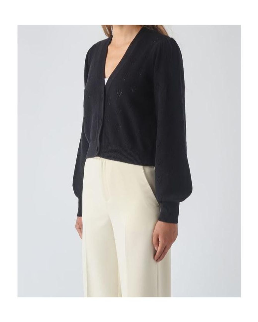 Twinset Black Knit Cardigan With Heart Pattern