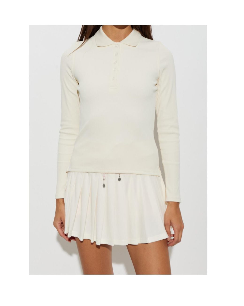 The Upside White Cruz Long Sleeve Polo Top