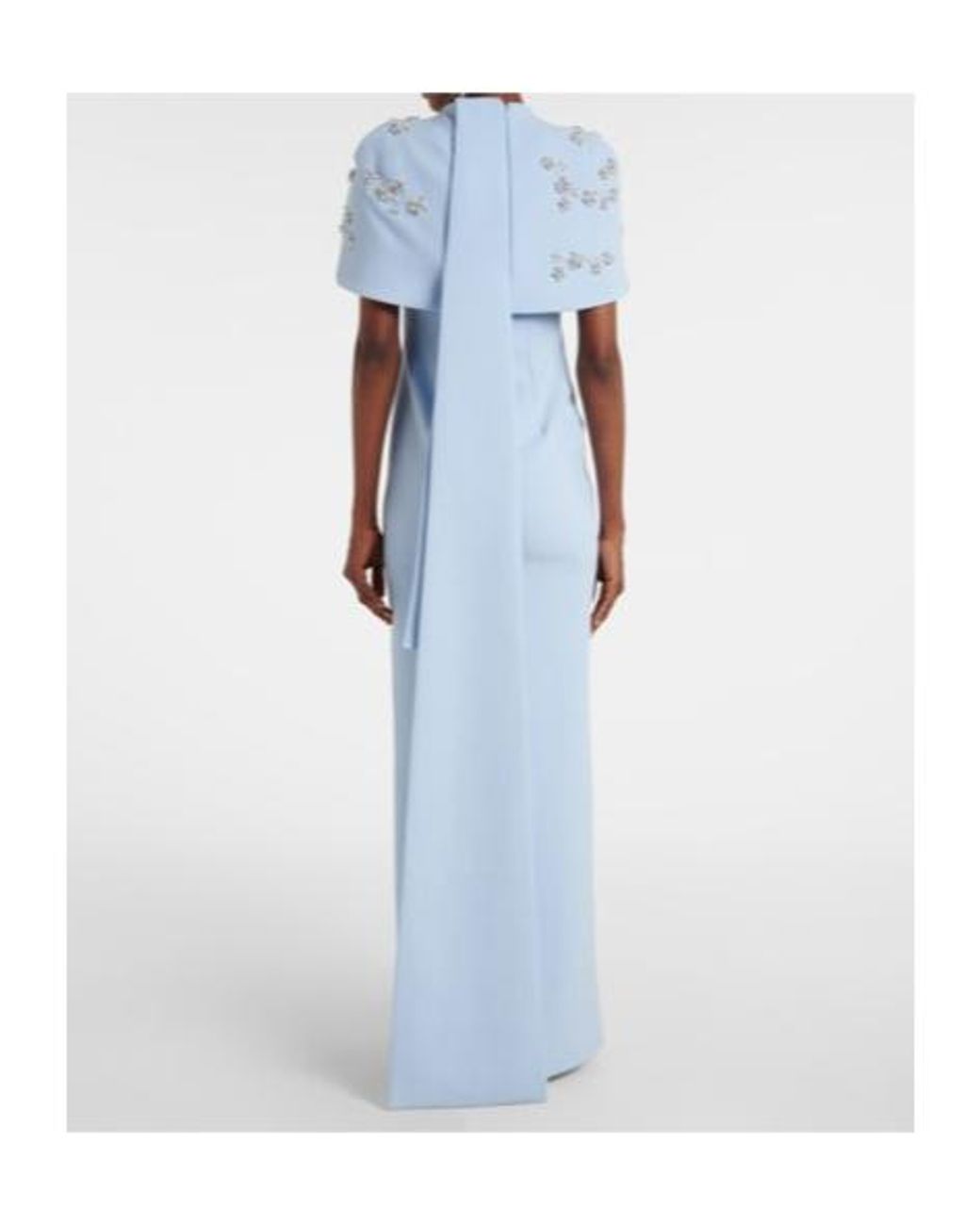 Safiyaa Blue Embellished Caped Gown