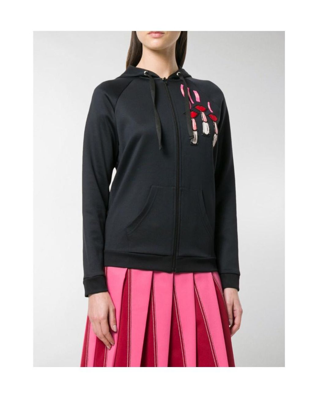 Valentino Black Zipper Hooded Casual Jacket for men