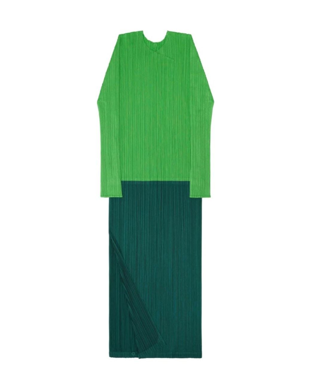 Pleats Please Issey Miyake Green Pleats Please Issey Miyake Swing Coat