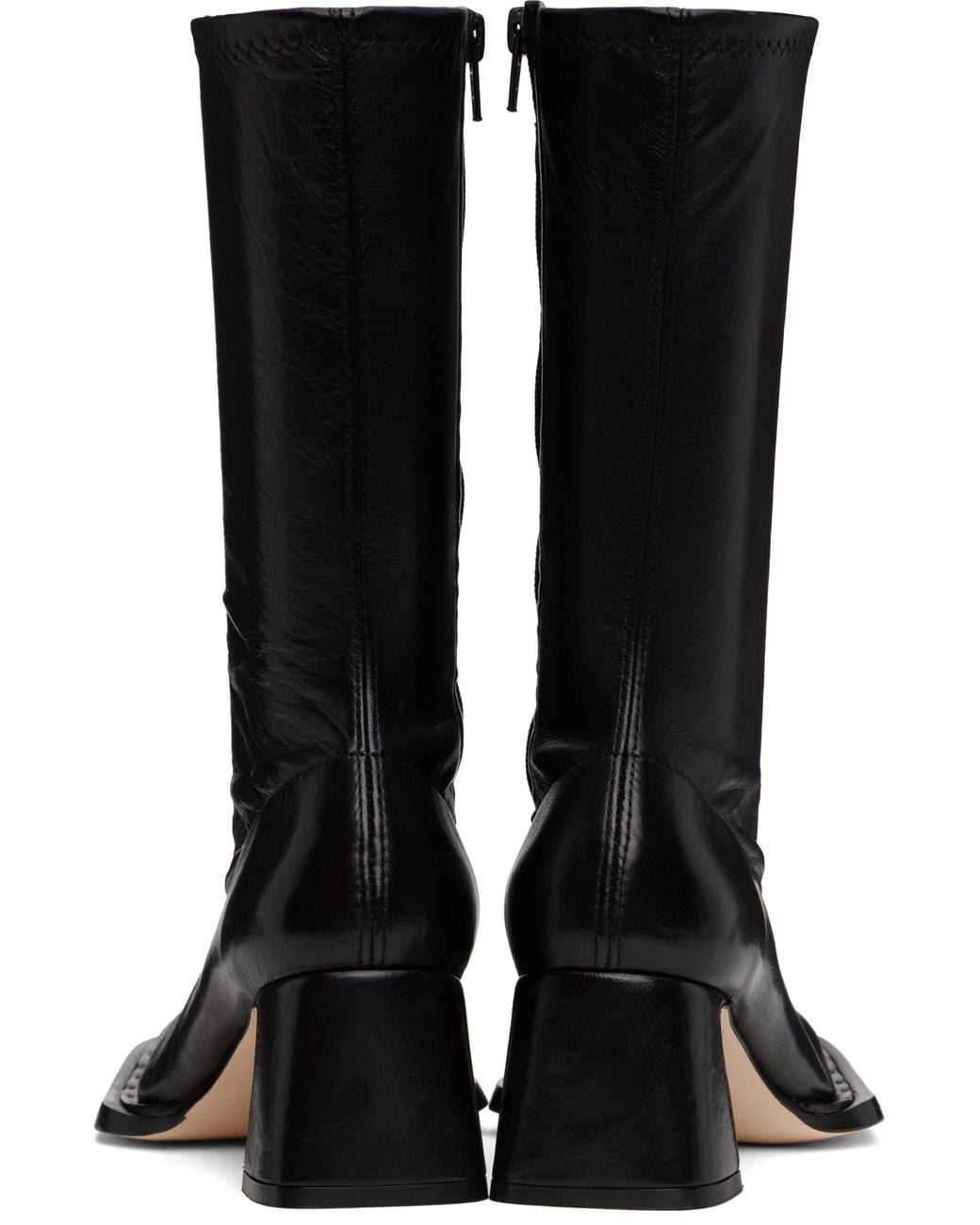 Miista Black Chastity Stretch Mid-Calf Boots