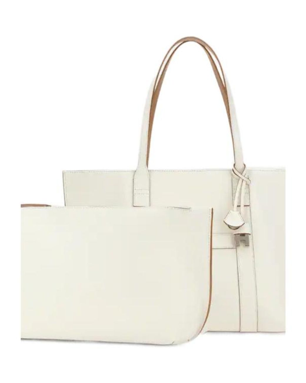 Hogan White Hanging Accent Script Top Handle Bag