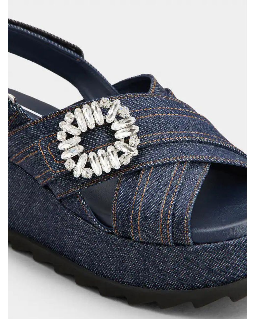 Roger Vivier Blue Denim Wedge Sandals