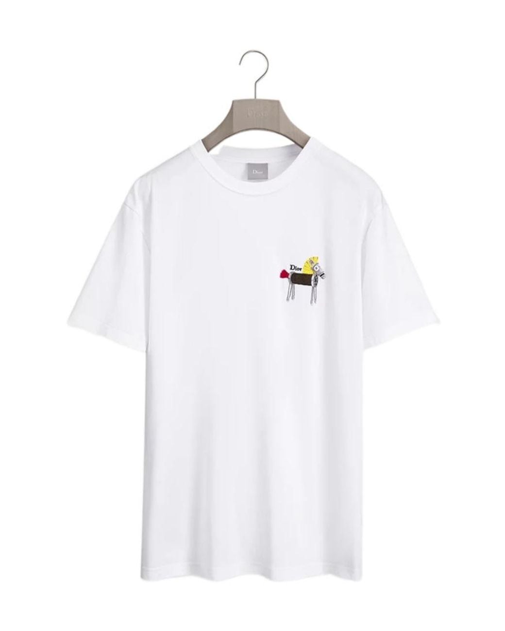 Dior White T-Shirt With Horse Embroidery, Relaxed Fit for men