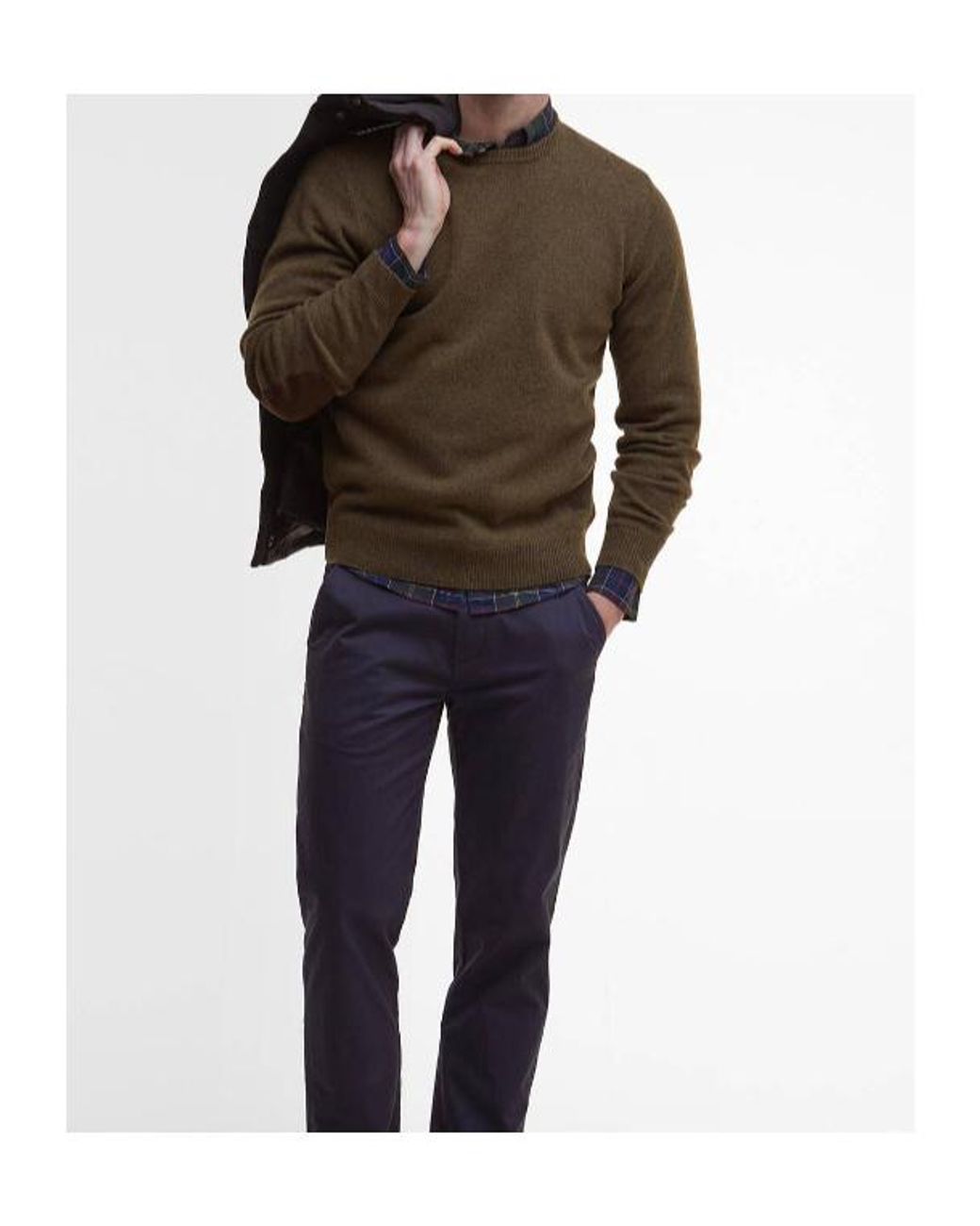 Barbour Brown Crew-Neck Long-Sleeve Jumper for men