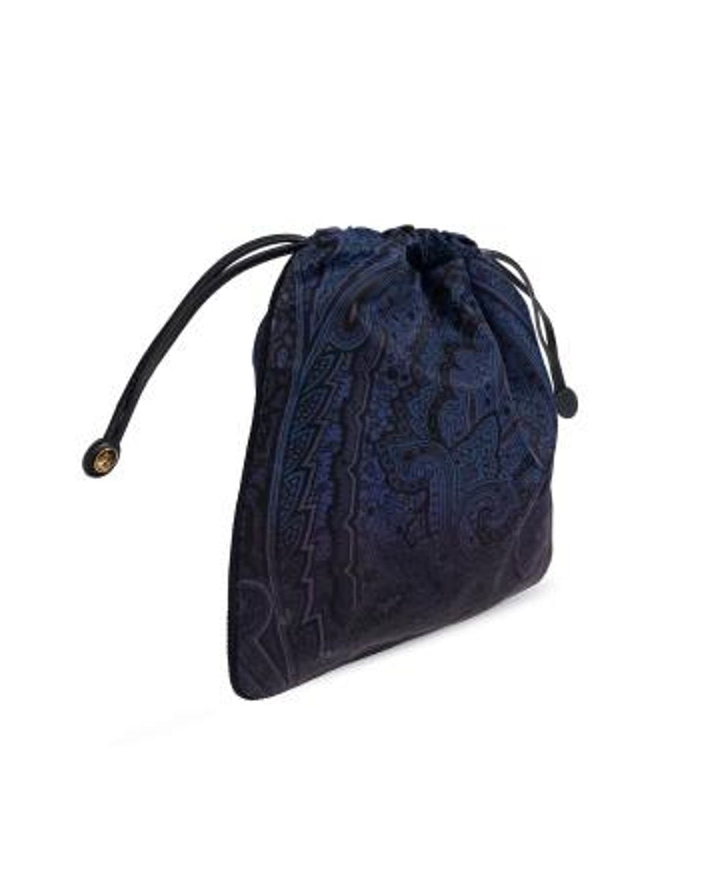 Etro Blue Paisley Drawstring Bucket Bag