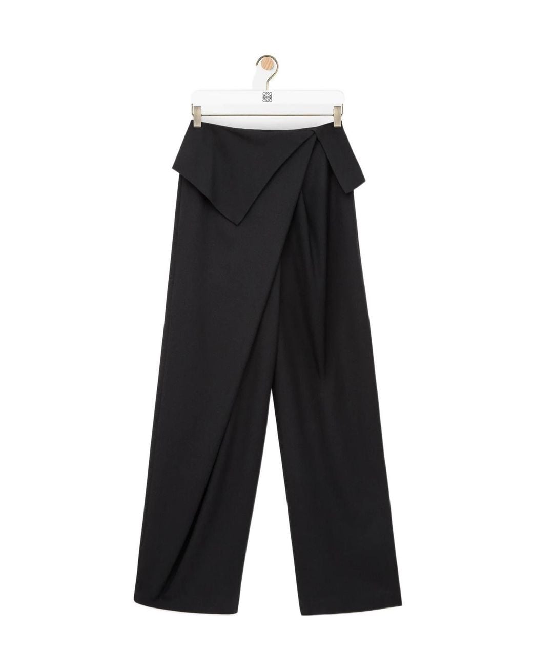Loewe Black Wide-Leg Draped Trousers