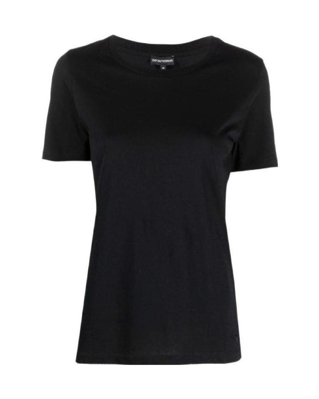 Emporio Armani Black Round-Neck Cotton T-Shirt