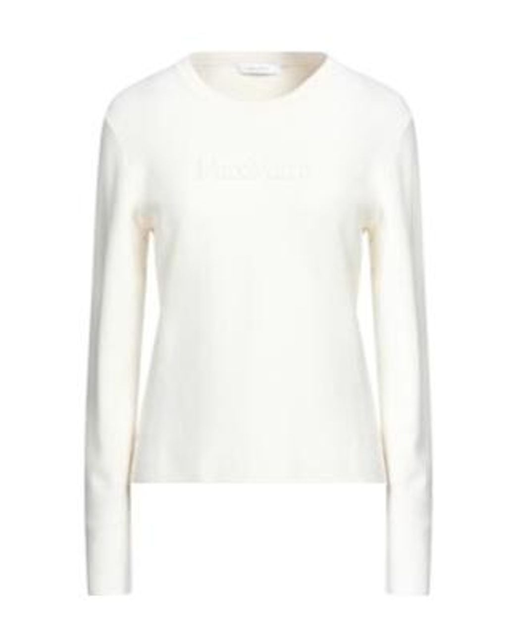 Max Mara White Crew-Neck Long-Sleeve Knit Top