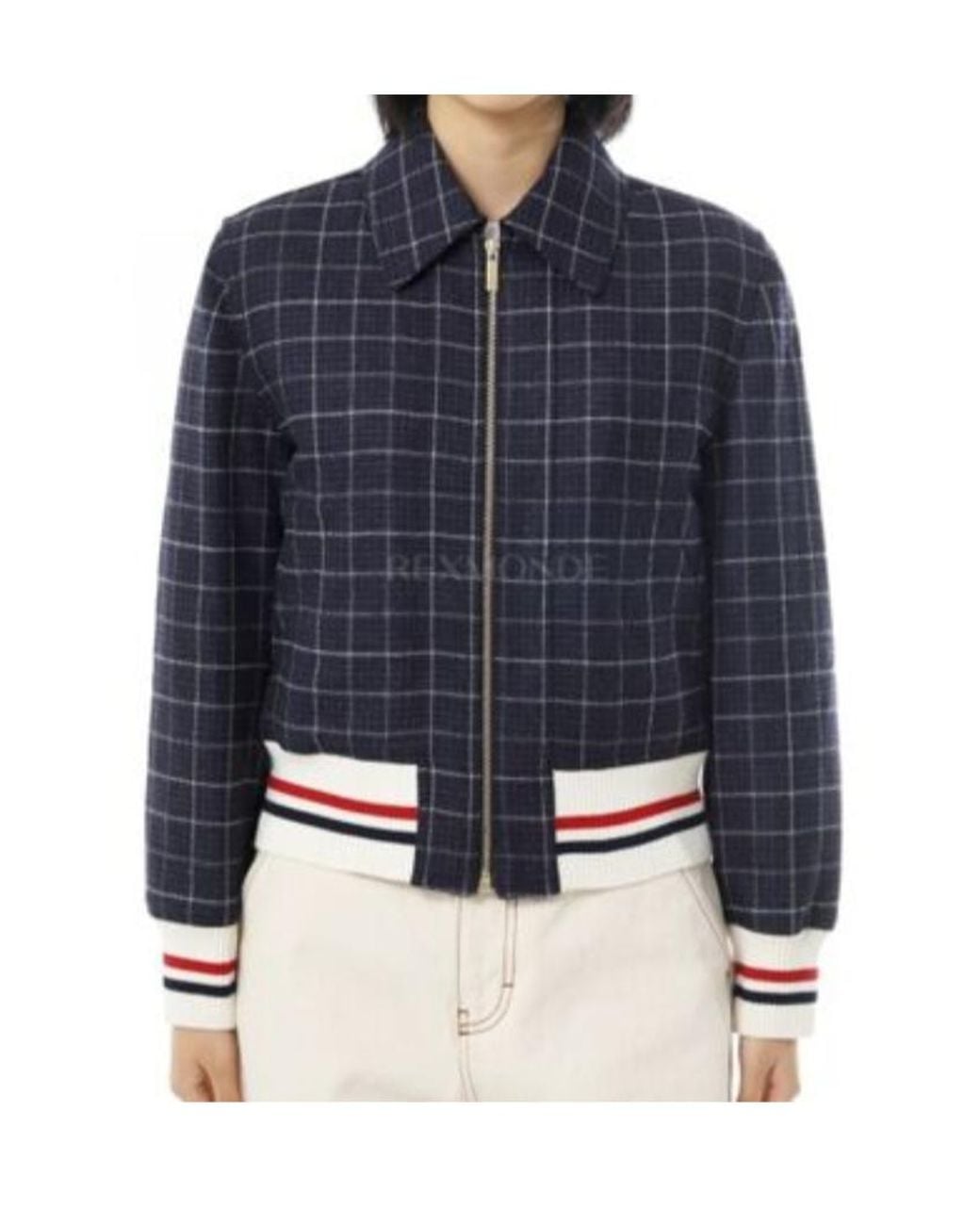 Thom Browne Blue Windowpane Houndstooth Teviot Tweed Jacket