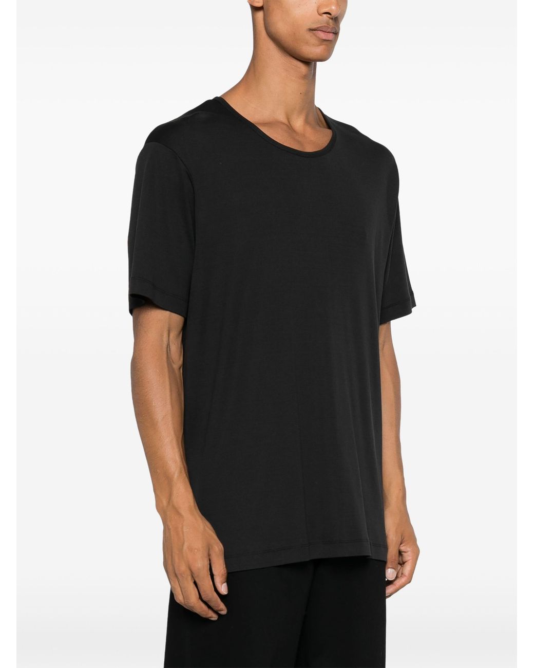 Lemaire Black Crewneck Straight Hem T-Shirt for men