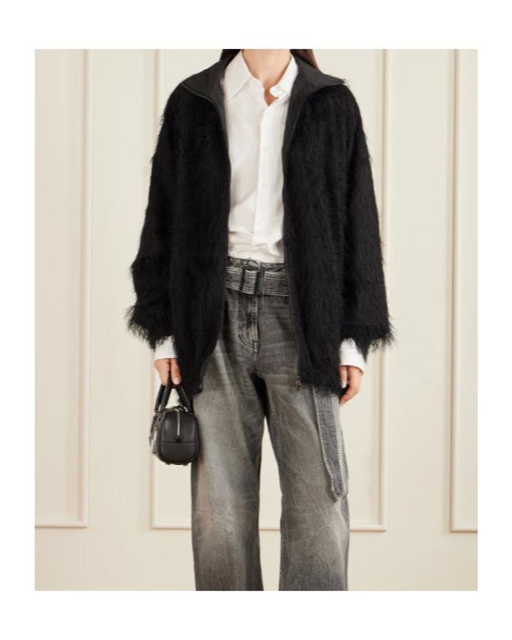 Frankie Shop Black Baxter Fringed Shell Jacket