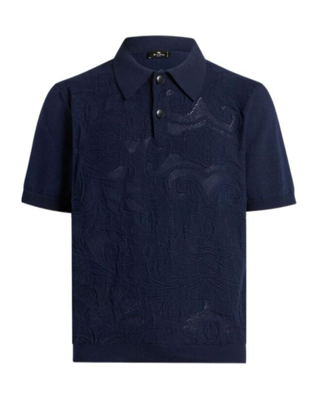 Etro Blue Short-Sleeved Knitted Polo Shirt for men