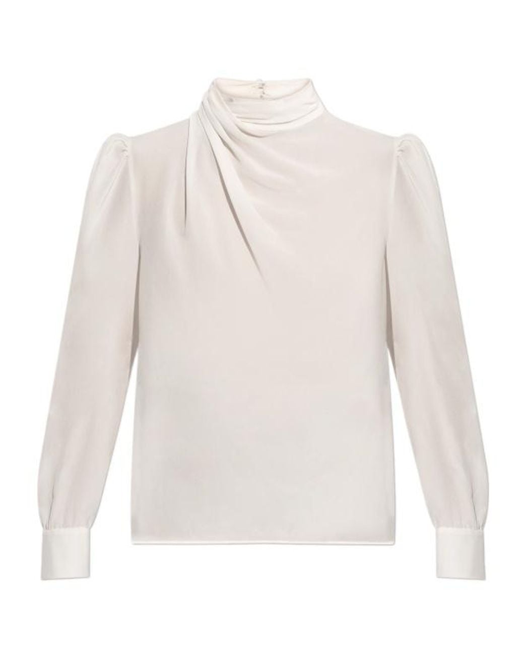 Alessandra Rich White High-Neck Blouse