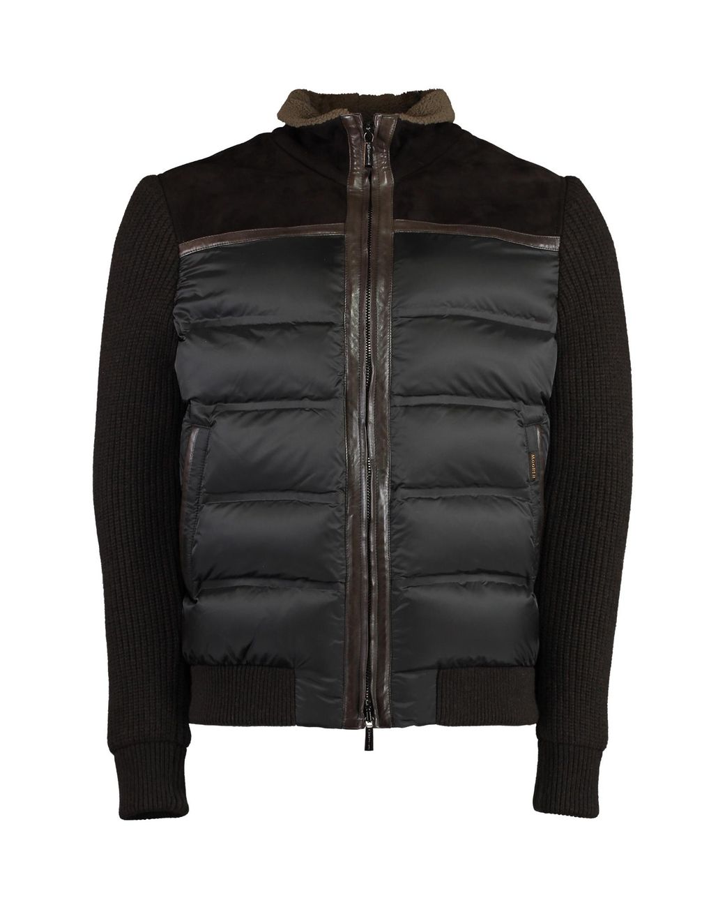 Moorer Black Andras Knit-Sleeve Down Jacket for men