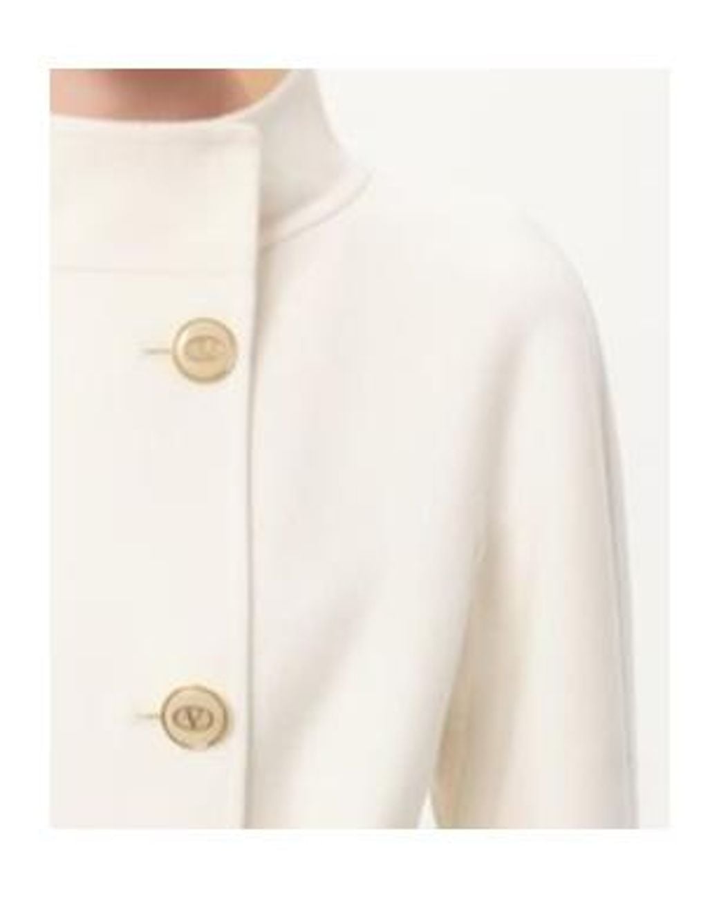 Valentino White Double-Breasted High Neck Coat