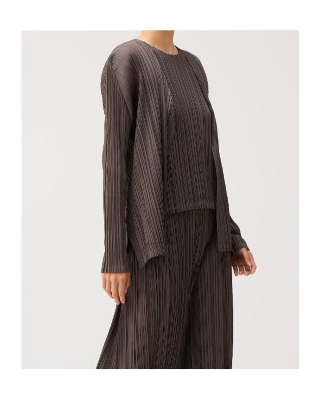 Pleats Please Issey Miyake Gray Mellow Pleats Cardigan