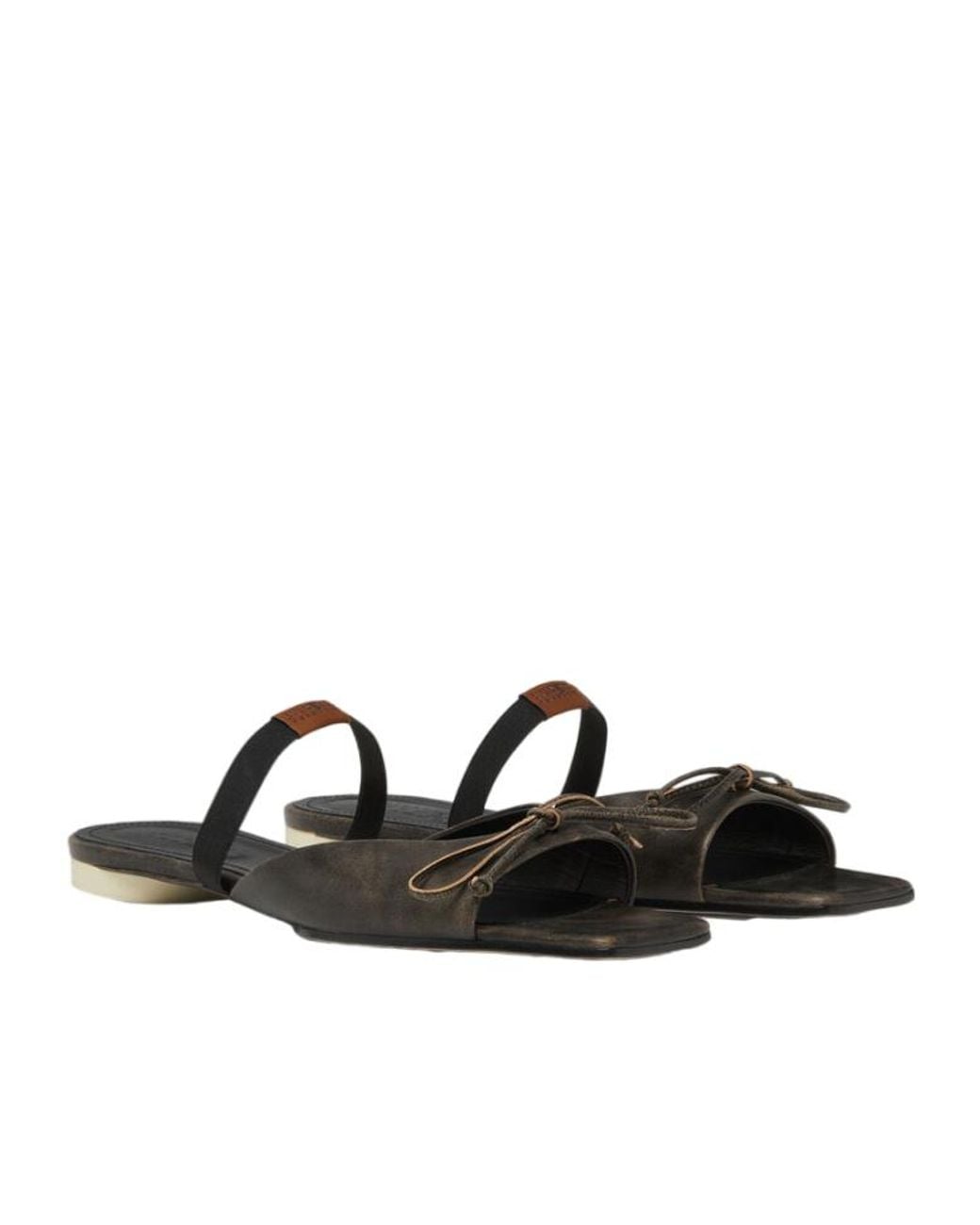 MM6 by Maison Margiela White Bow-Detailed Square Toe Sandals