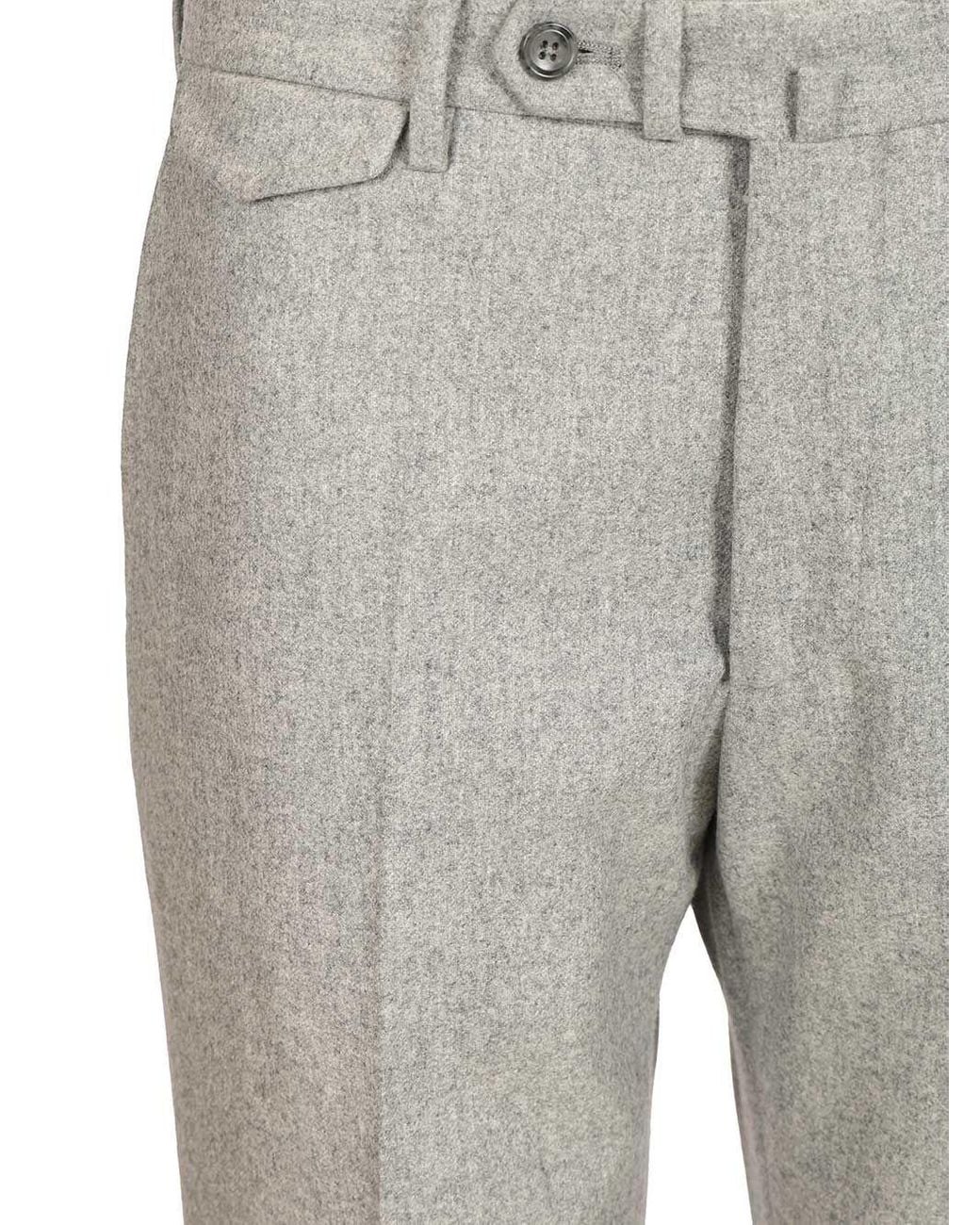Tagliatore Gray Pleated Flannel Pants for men