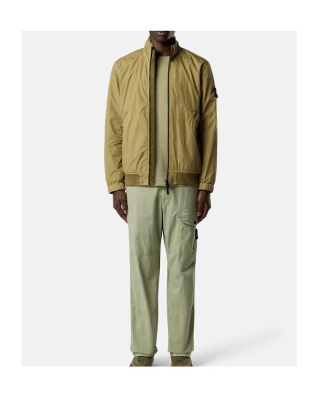 Stone Island Green Stand Collar Jacket With Wind Resistance And Anti-Drop for men