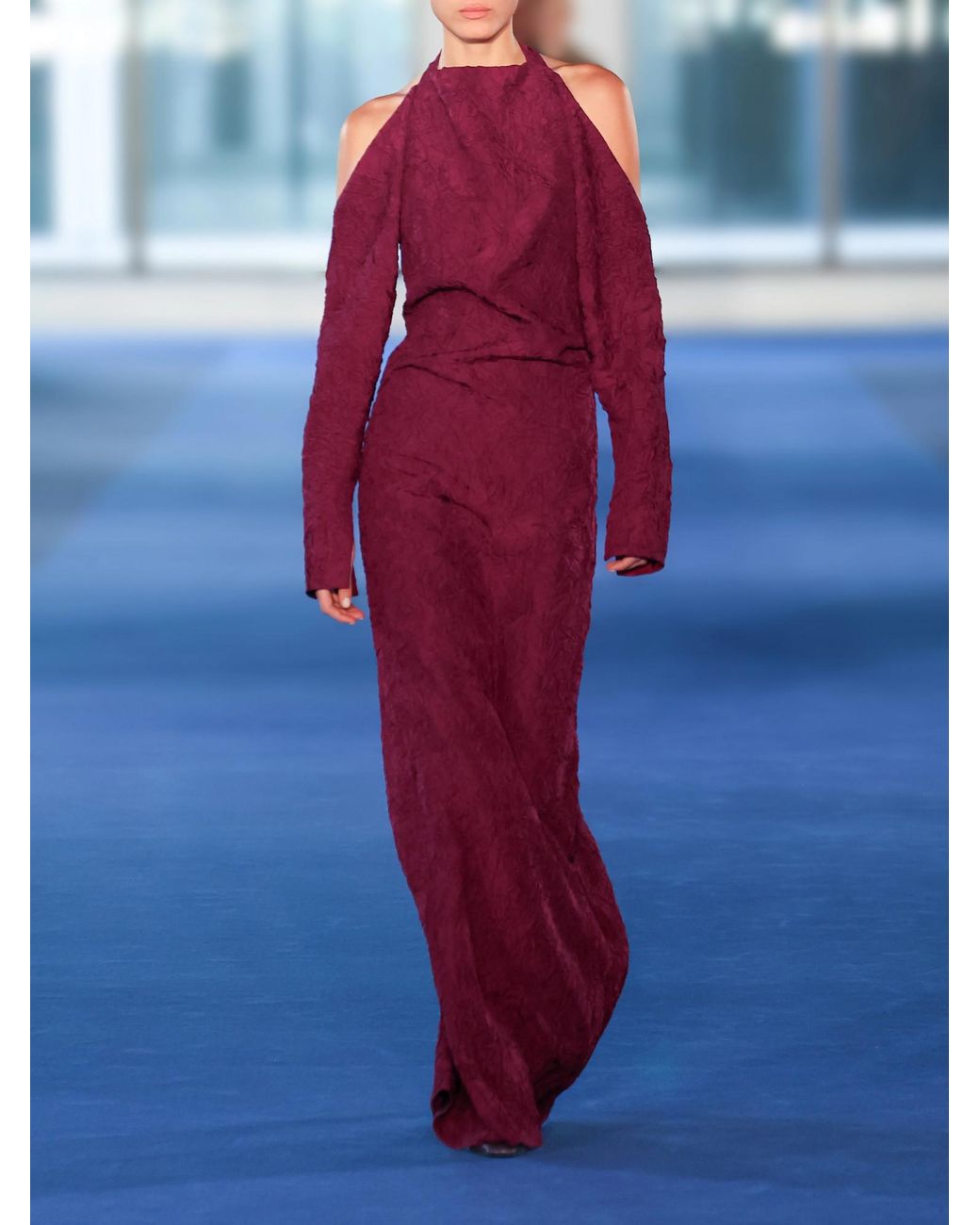 Proenza Schouler Red Lina Open-Back Crinkled-Silk Maxi Dress