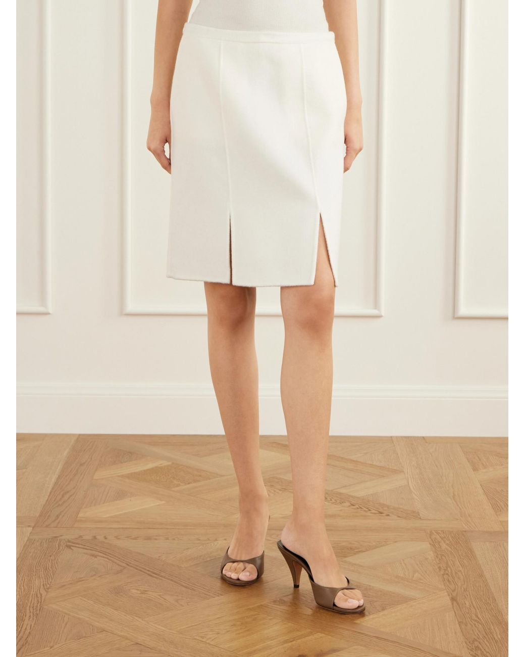 Loulou de Saison Natural Judy Front-Slit Midi Skirt