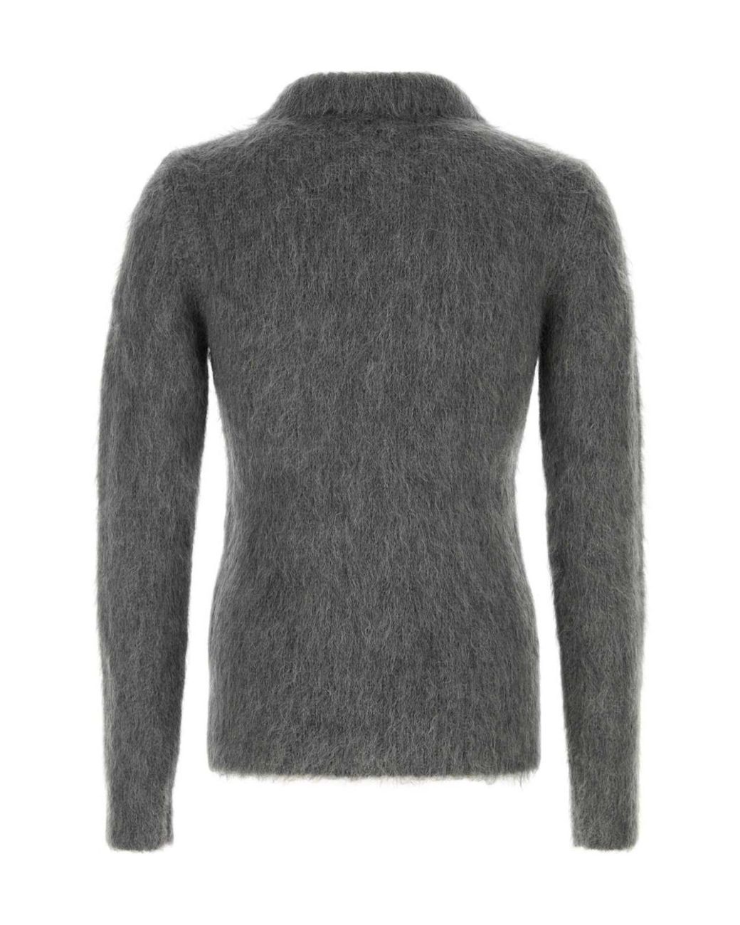 Gucci Gray Brushed Polo Cardigan for men