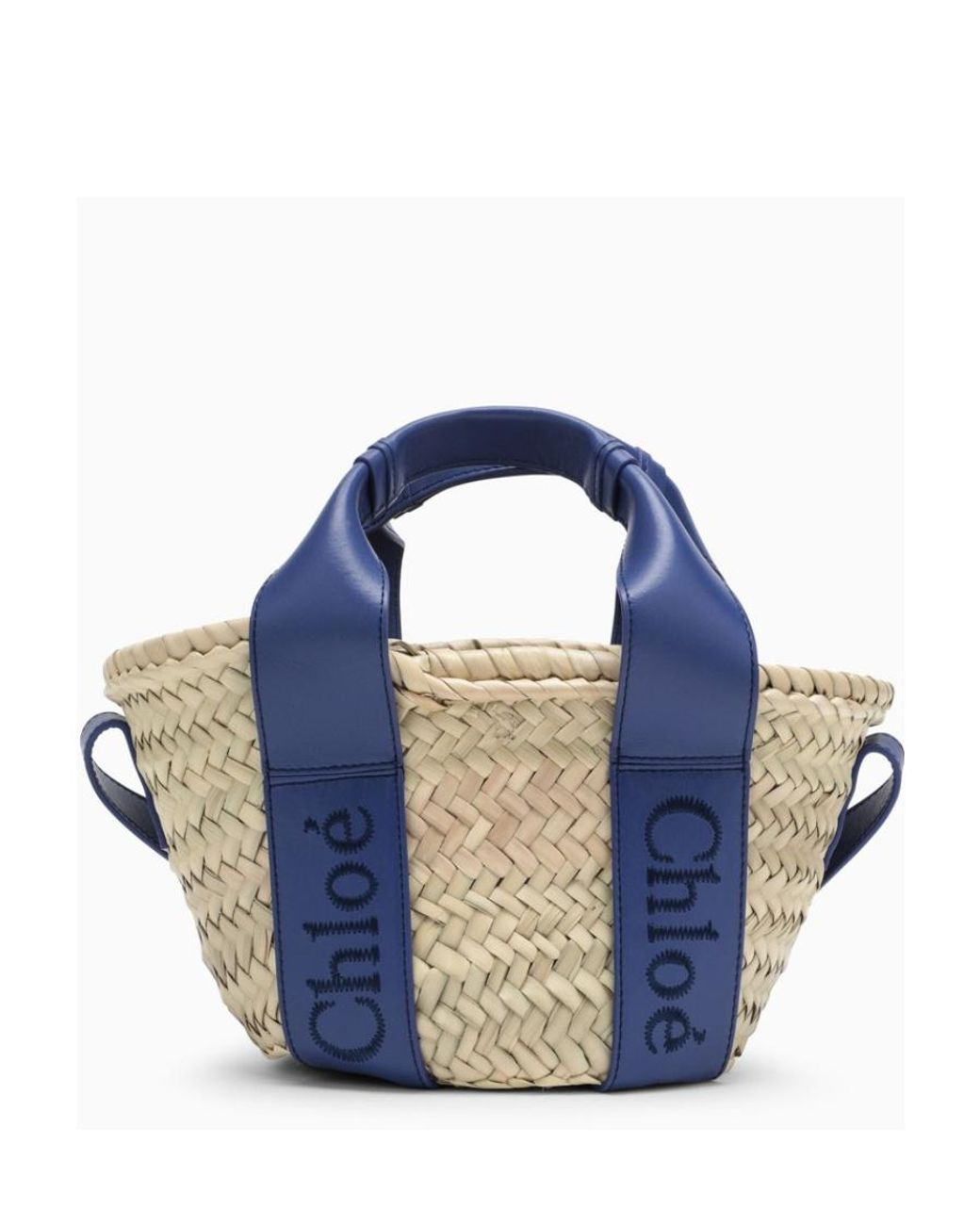 Chloé Blue Sense Mini Raffia Tote Bag