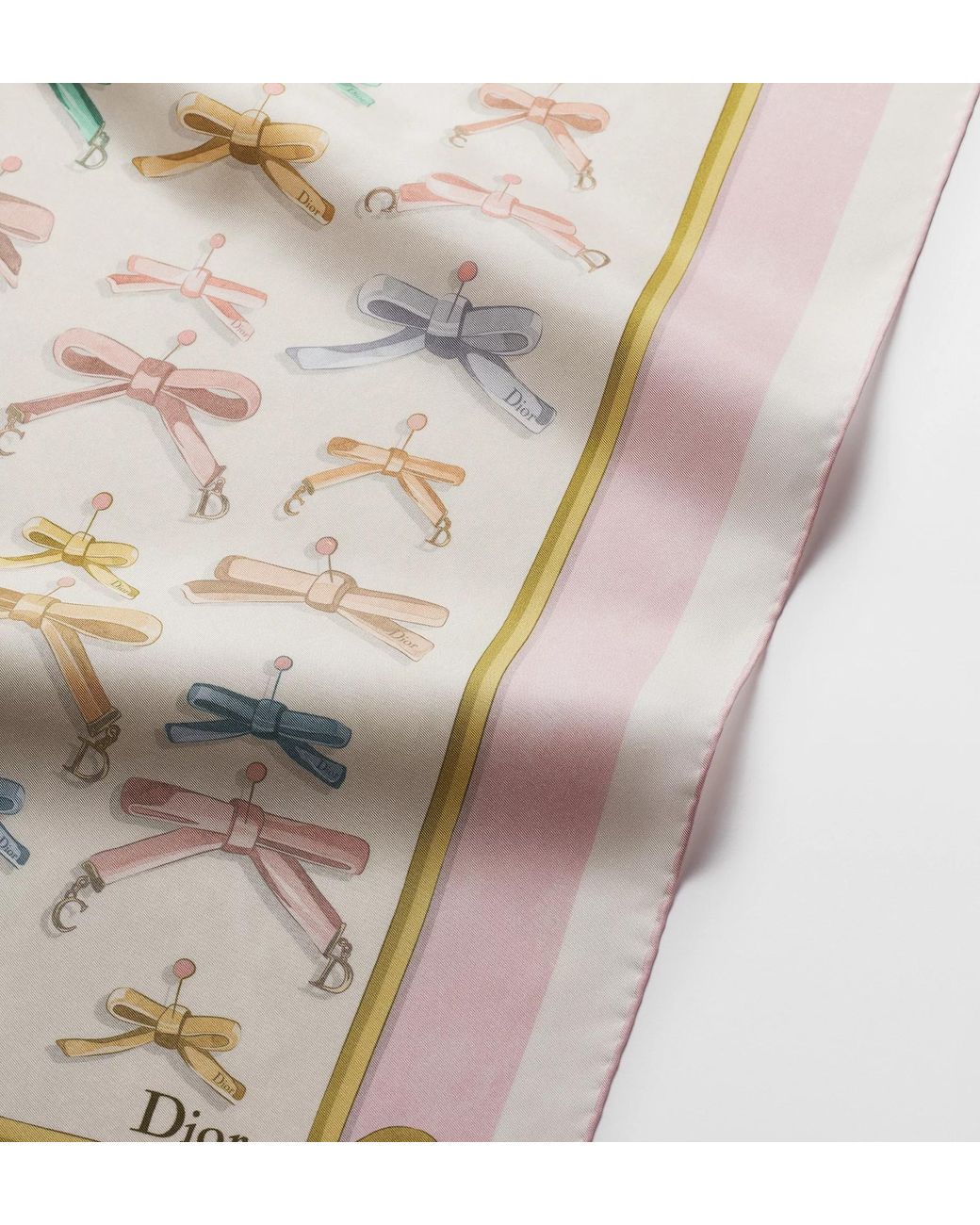 Dior White Delicate Bow90 Square Scarf