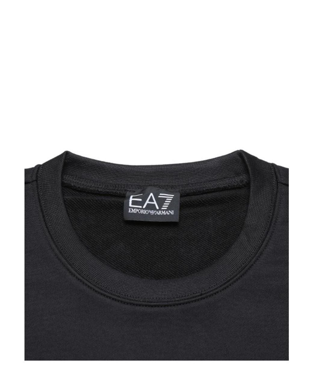 EA7 Black Crew Neck Logo Sweatshirt for men