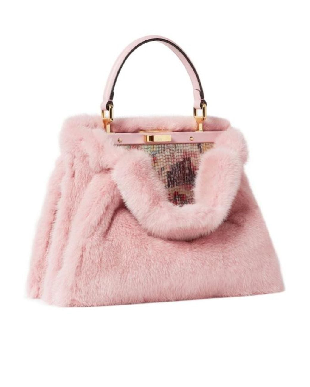 Fendi Pink Mink Bag With Abstract Flower Embroidery
