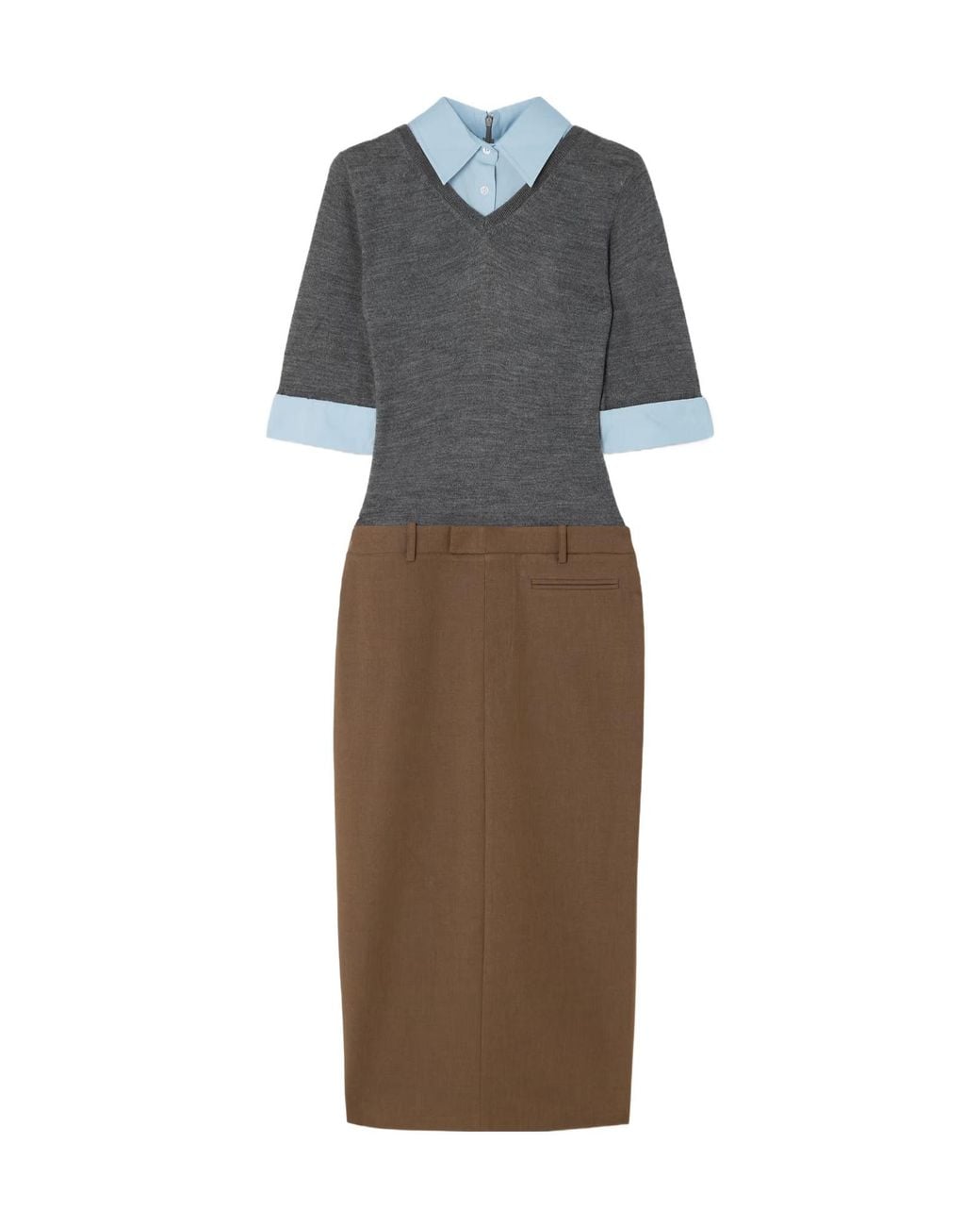 Staud Multicolor Geo Layered Woven Midi Dress