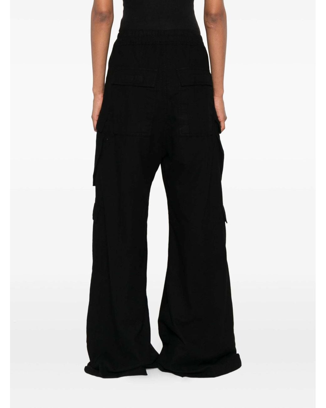 Rick Owens Black Pocket Detailed Drawstring Pants