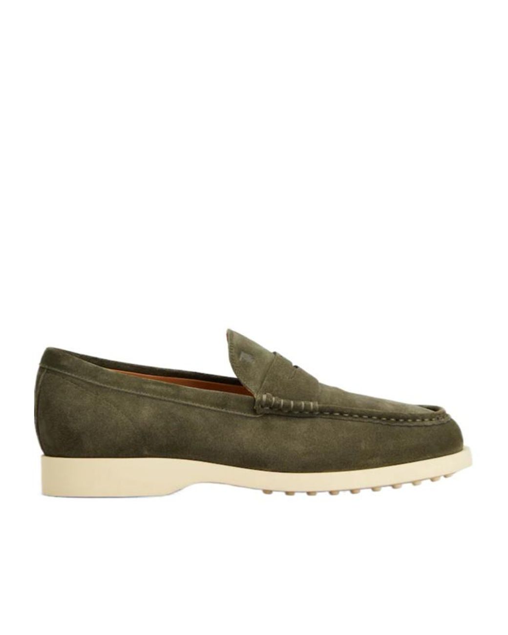 Tod's Green Topstitching Penny Loafers for men