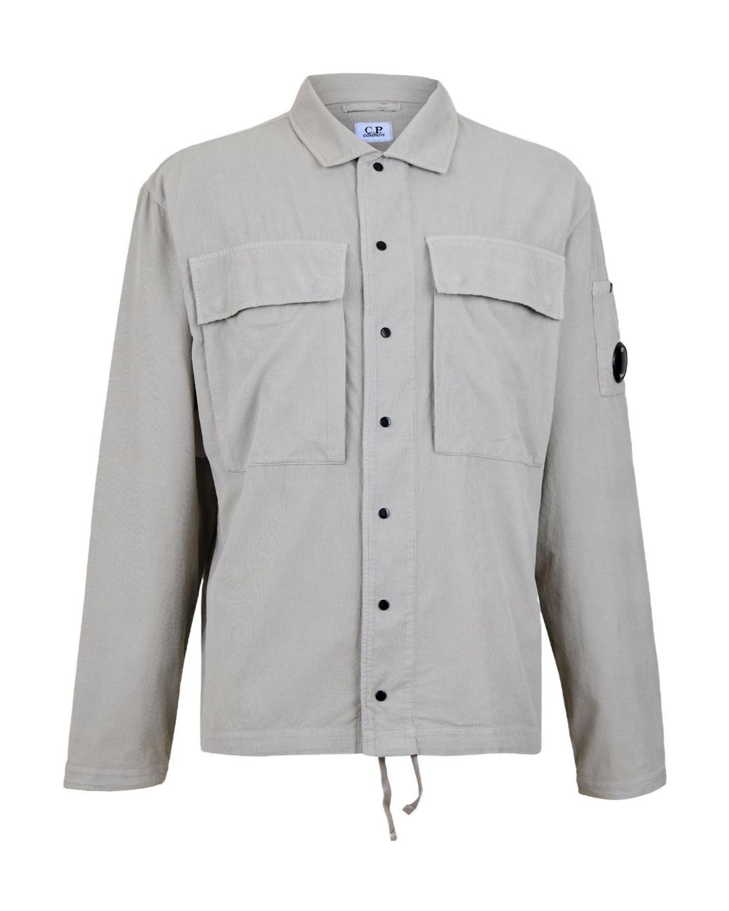 C P Company Gray Solid Color Overshirt for men