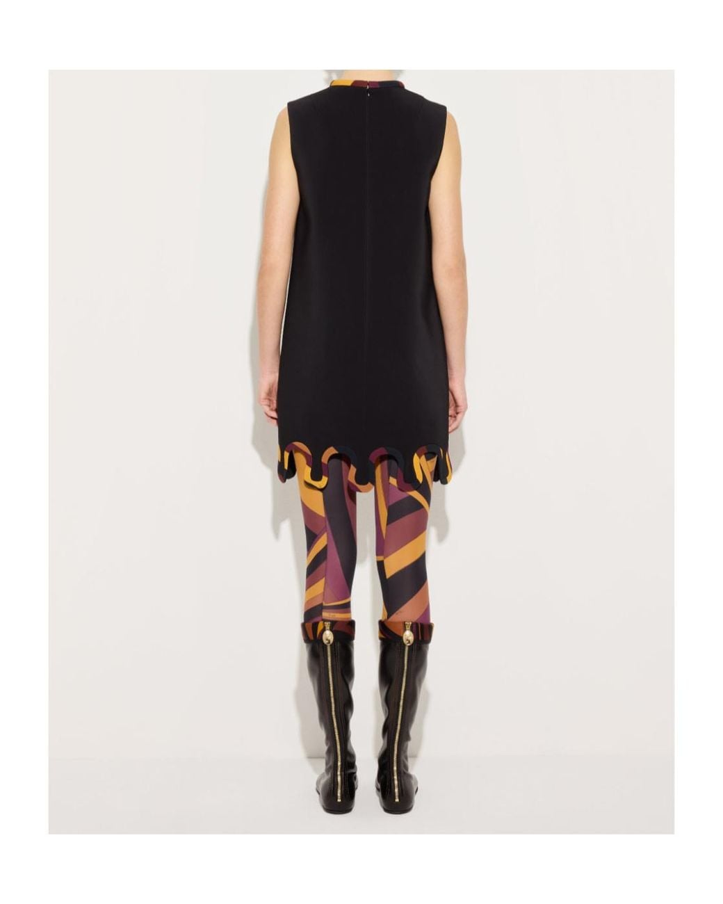 Emilio Pucci Black Cady Dress With Printed Details