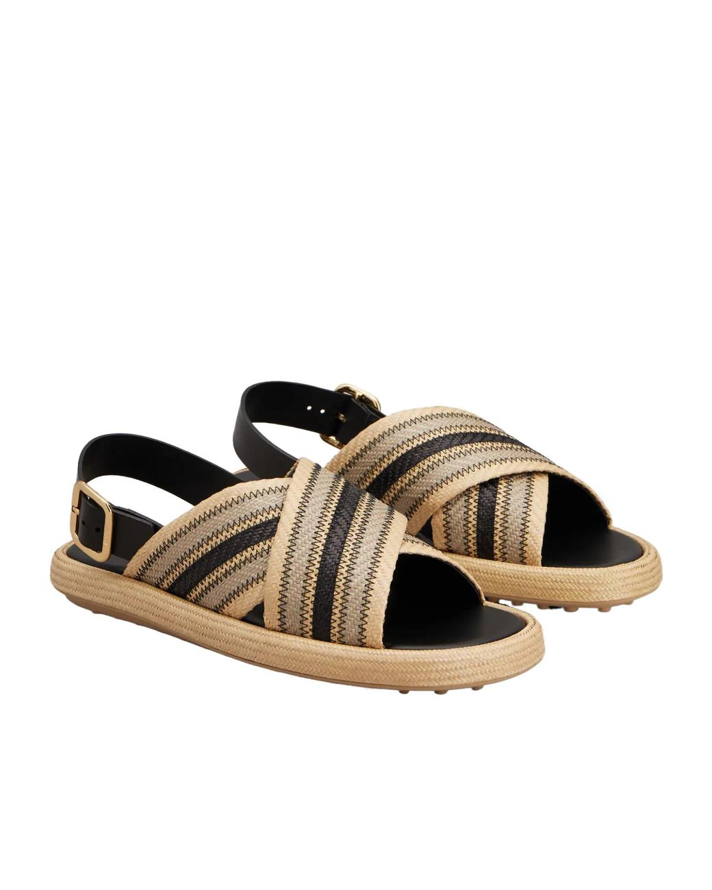 Tod's Brown Two-Tone Woven Sandals